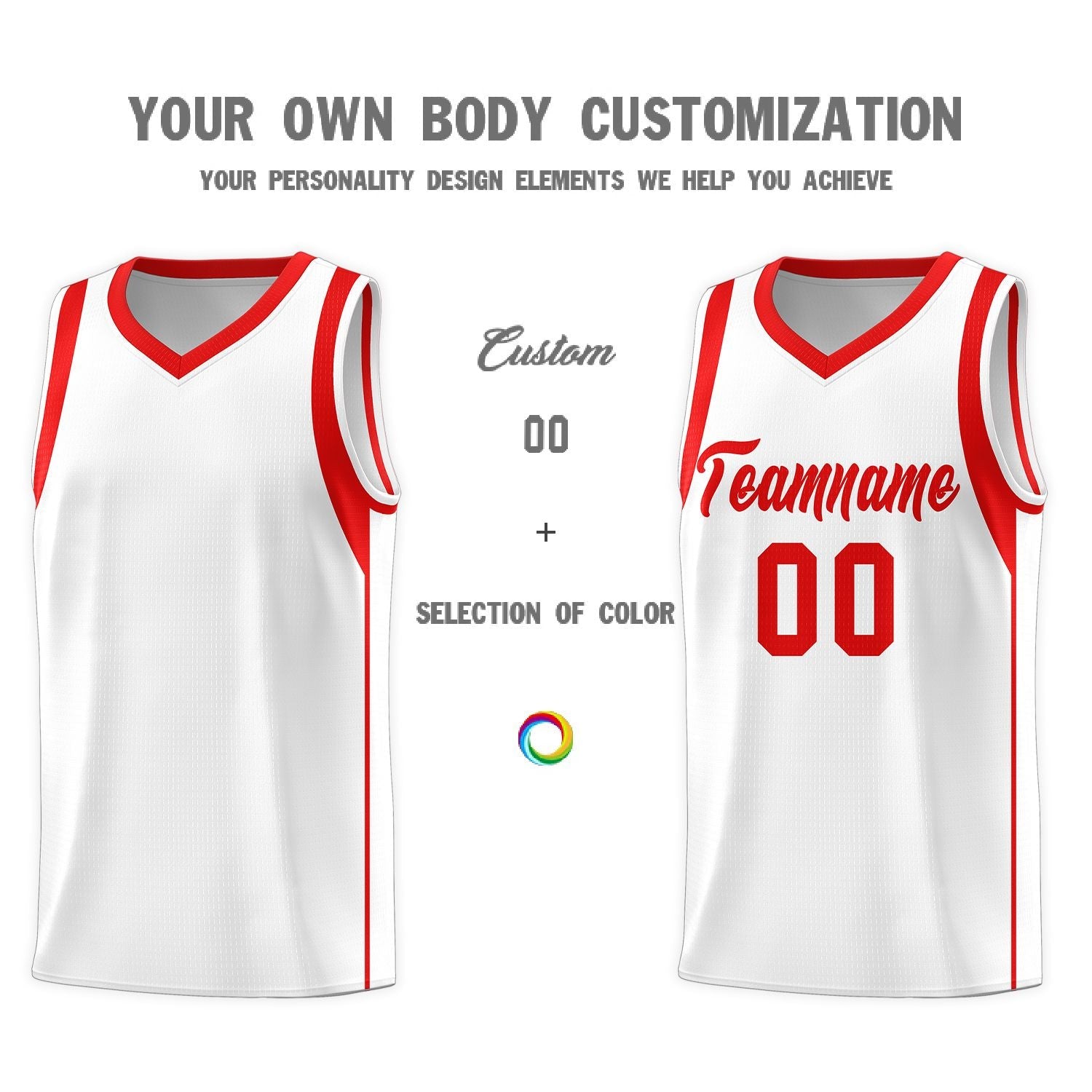 Custom White Red Sleeve Color Blocking Classic Sports Uniform Basketball Jersey