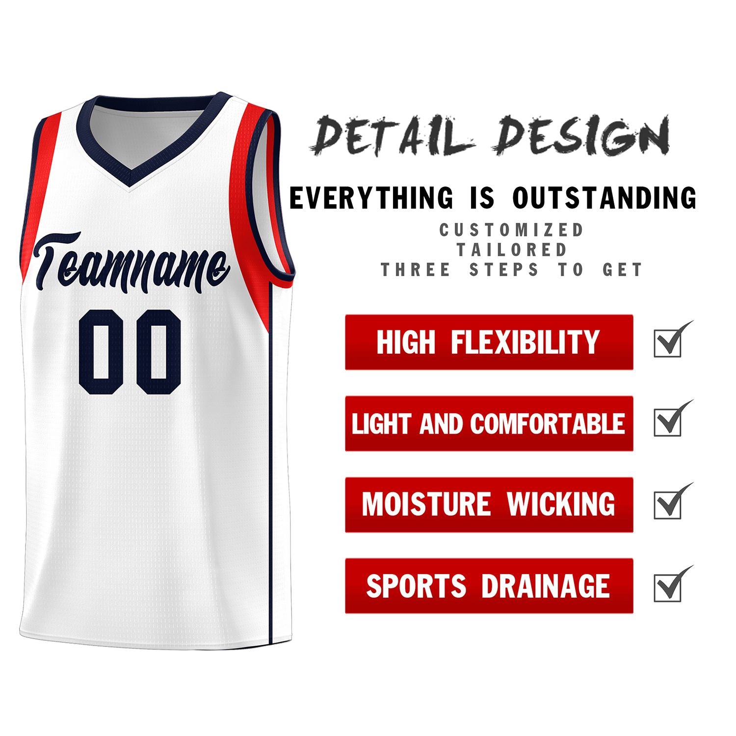 Custom White Royal Sleeve Color Blocking Classic Sports Uniform Basketball Jersey