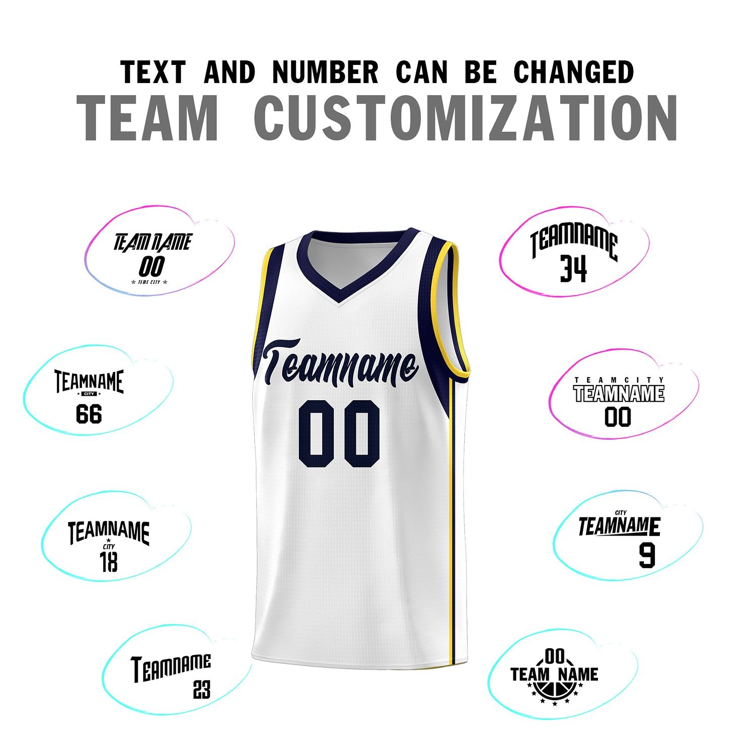 Custom White Navy Sleeve Color Blocking Classic Sports Uniform Basketball Jersey