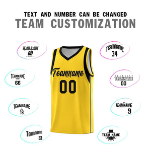 Custom Gold Black Sleeve Color Blocking Classic Sports Uniform Basketball Jersey