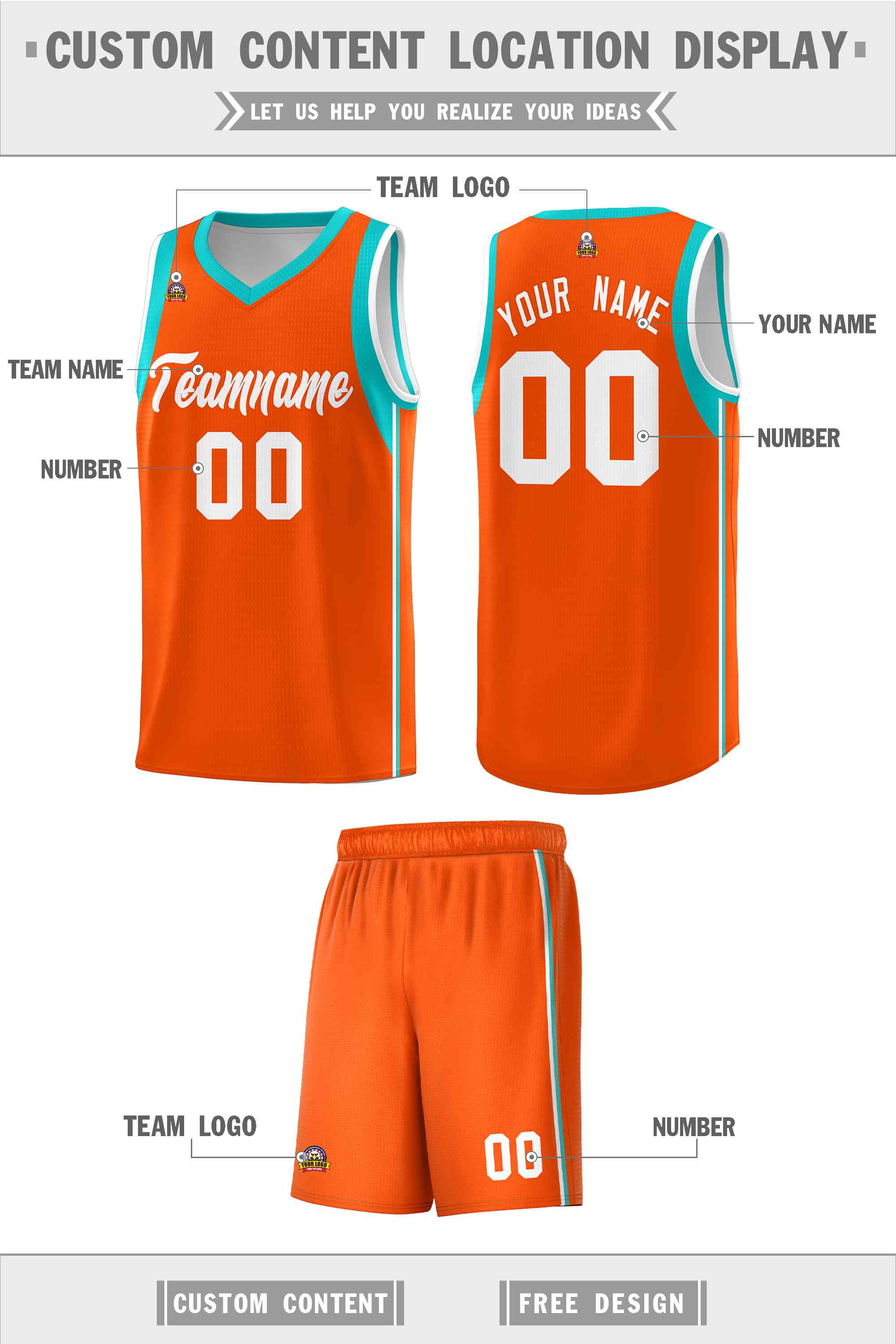 Custom Orange White Sleeve Colorblocking Classic Sports Uniform Basketball Jersey