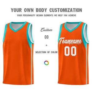 Custom Orange White Sleeve Color Blocking Classic Sports Uniform Basketball Jersey