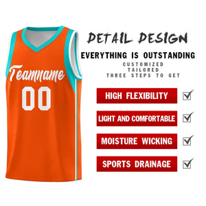 Custom Orange White Sleeve Color Blocking Classic Sports Uniform Basketball Jersey