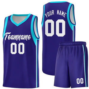 Custom Purple White Sleeve Color Blocking Classic Sports Uniform Basketball Jersey