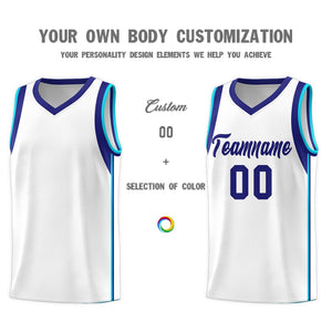 Custom White Purple Sleeve Color Blocking Classic Sports Uniform Basketball Jersey