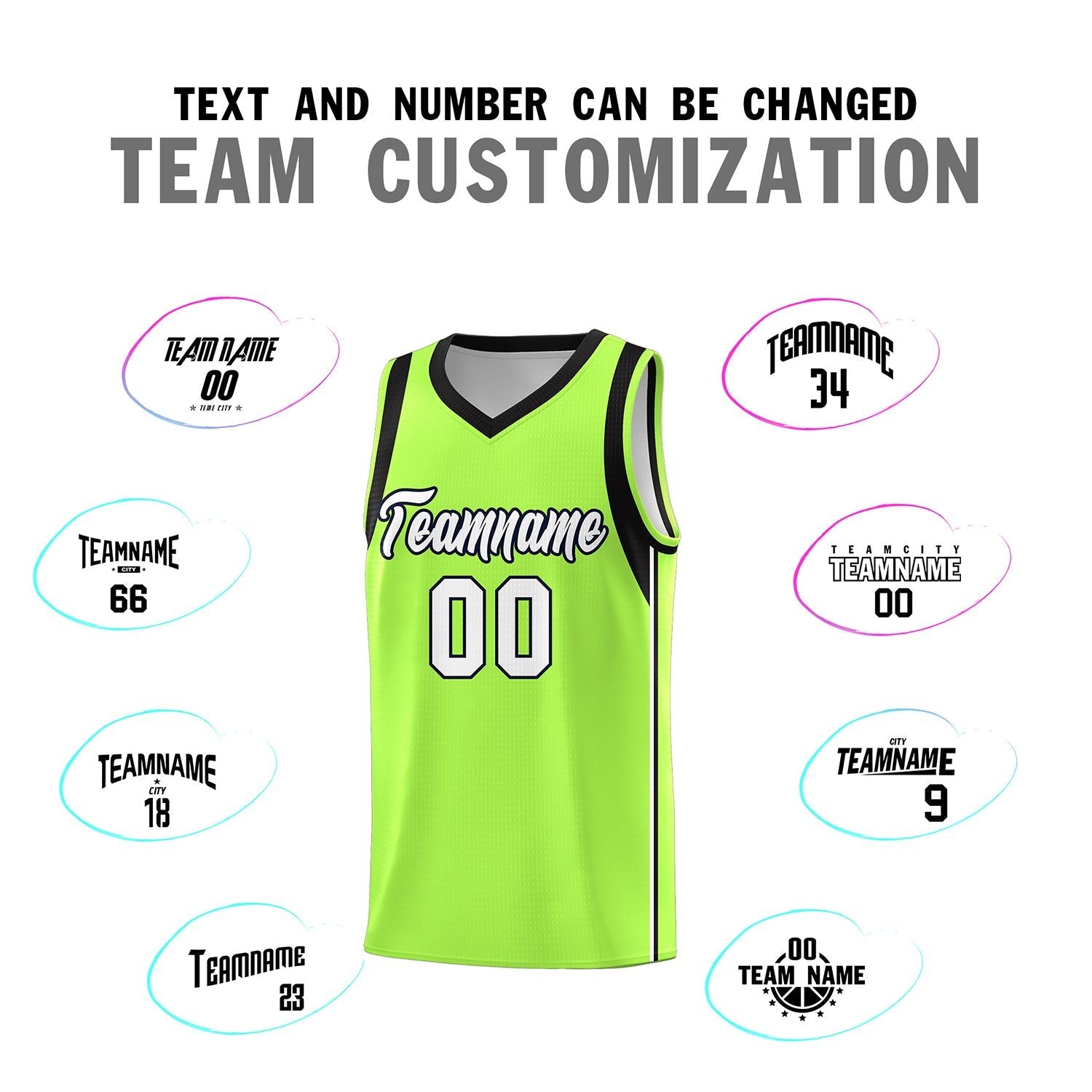 Custom Neon Green White-Black Sleeve Color Blocking Classic Sports Uniform Basketball Jersey