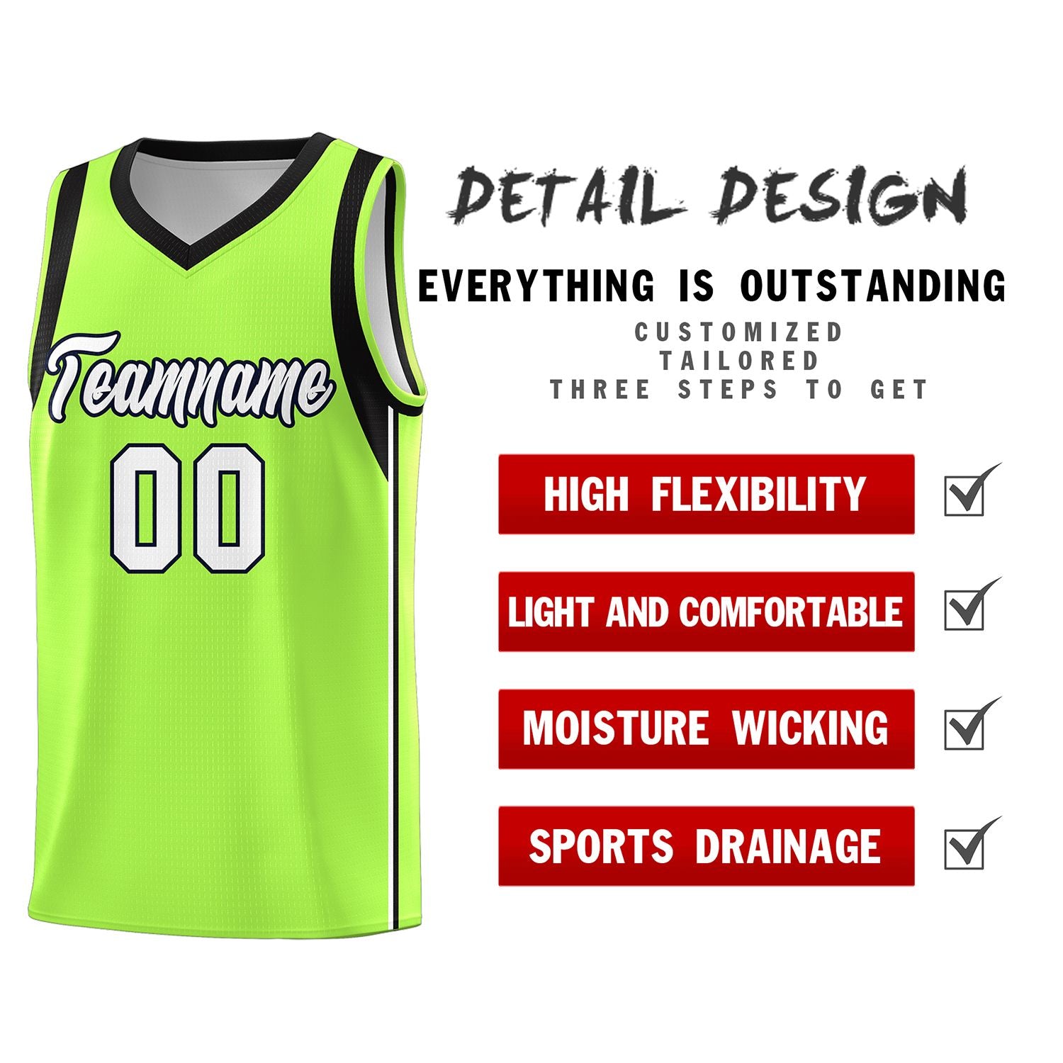 Custom Neon Green White-Black Sleeve Color Blocking Classic Sports Uniform Basketball Jersey