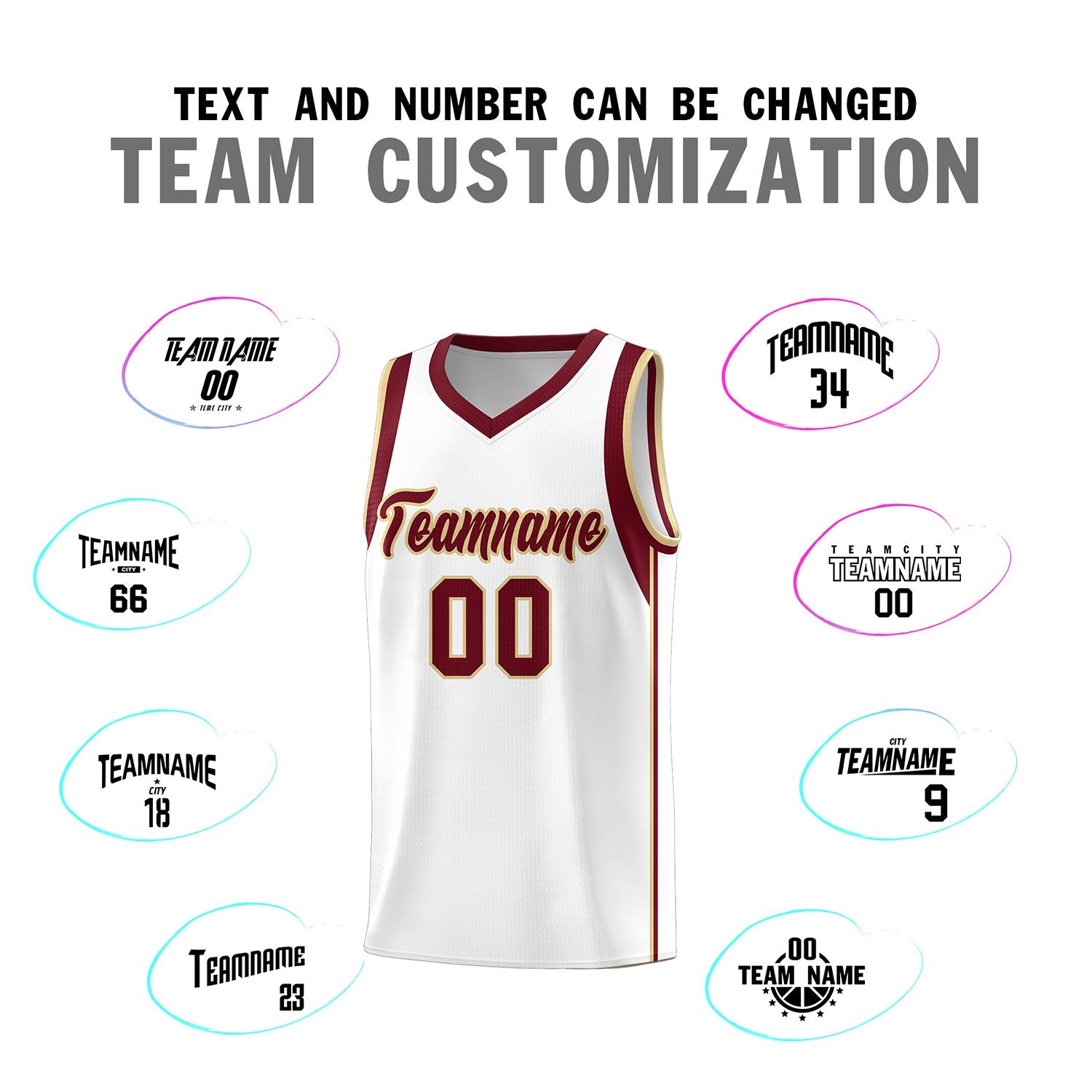 Custom White Crimson-Khaki Sleeve Color Blocking Classic Sports Uniform Basketball Jersey