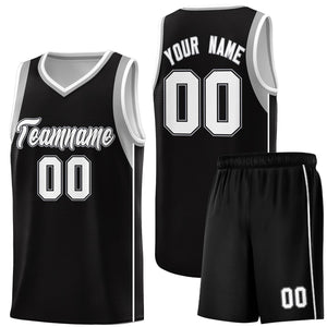 Custom Black White-Black Sleeve Color Blocking Classic Sports Uniform Basketball Jersey