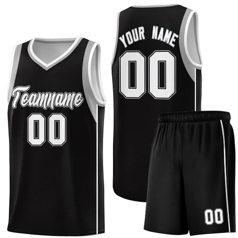 Custom Black White-Black Sleeve Colorblocking Classic Sports Uniform Basketball Jersey