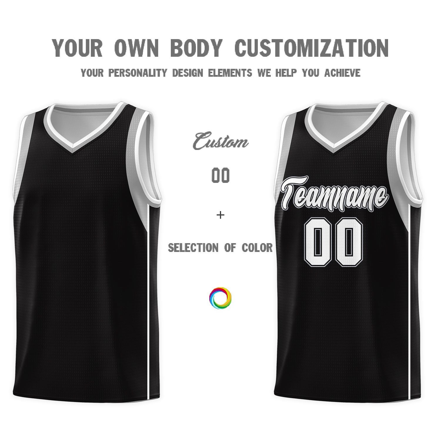 Custom Black White-Black Sleeve Color Blocking Classic Sports Uniform Basketball Jersey