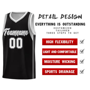 Custom Black White-Black Sleeve Color Blocking Classic Sports Uniform Basketball Jersey