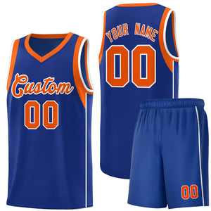 Custom Royal Orange-White Sleeve Color Blocking Classic Sports Uniform Basketball Jersey