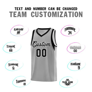 Custom Gray Black-White Sleeve Color Blocking Classic Sports Uniform Basketball Jersey