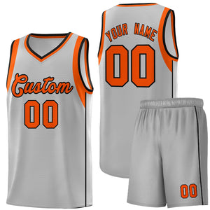 Custom Gray Orange-Black Sleeve Colorblocking Classic Sports Uniform Basketball Jersey