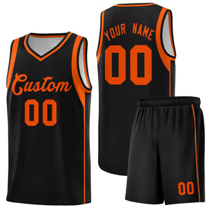 Custom Black Orange Sleeve Color Blocking Classic Sports Uniform Basketball Jersey