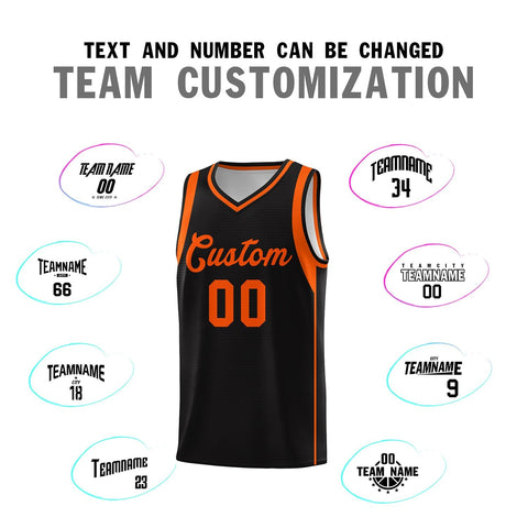 Custom Black Orange Sleeve Colorblocking Classic Sports Uniform Basketball Jersey