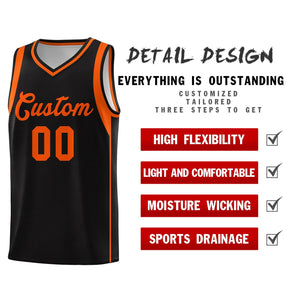 Custom Black Orange Sleeve Color Blocking Classic Sports Uniform Basketball Jersey