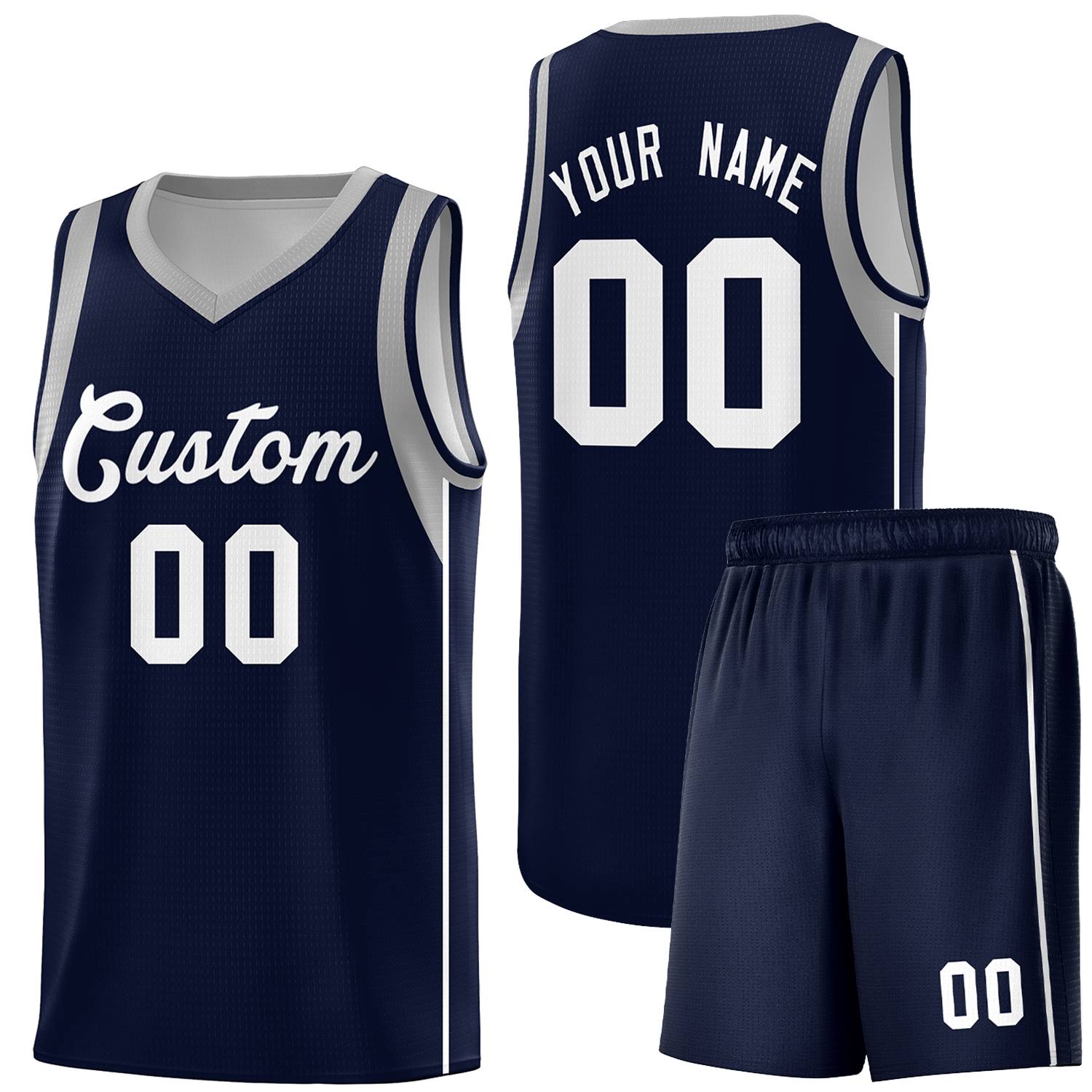 Custom Navy White Sleeve Color Blocking Classic Sports Uniform Basketball Jersey