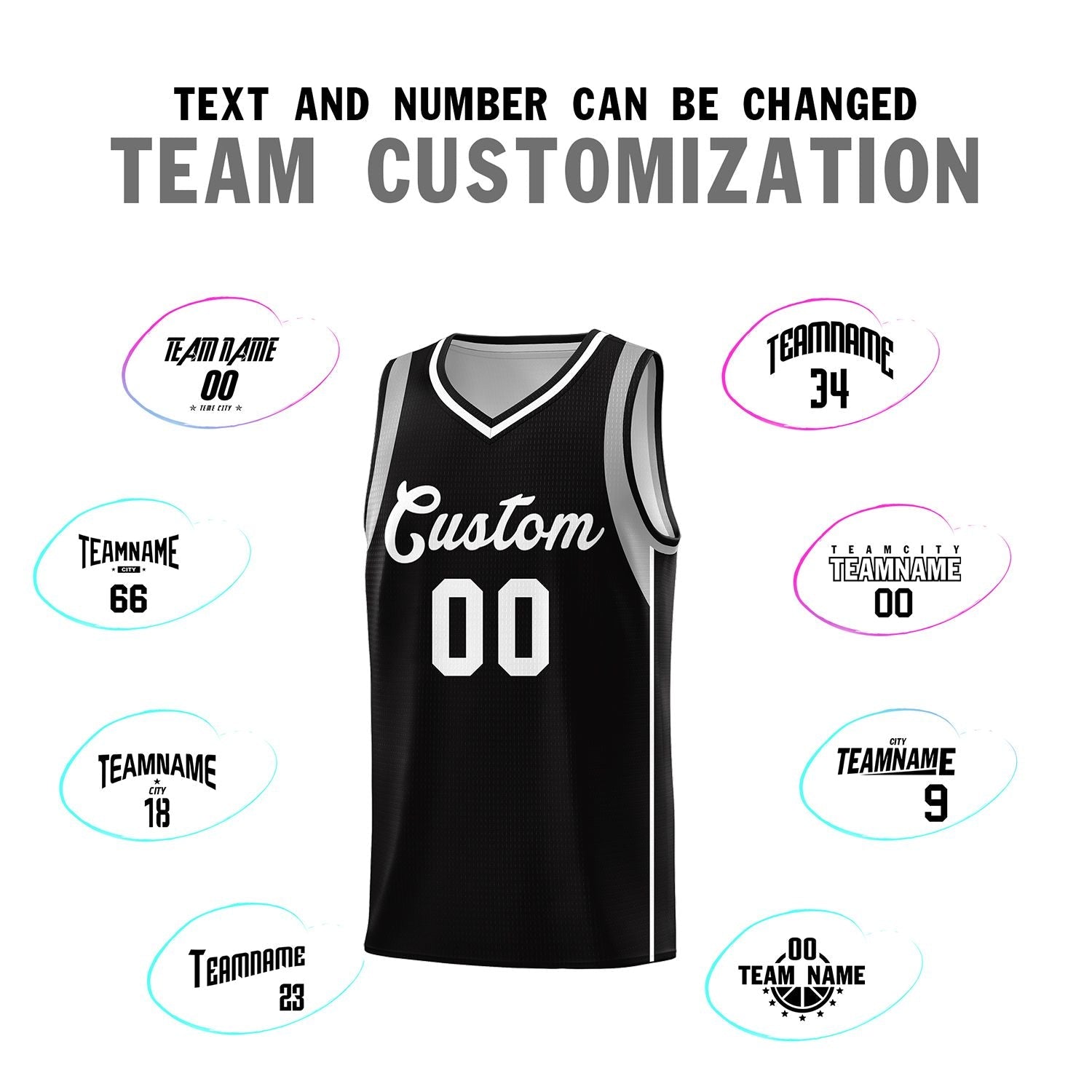 Custom Black White-Gray Sleeve Color Blocking Classic Sports Uniform Basketball Jersey