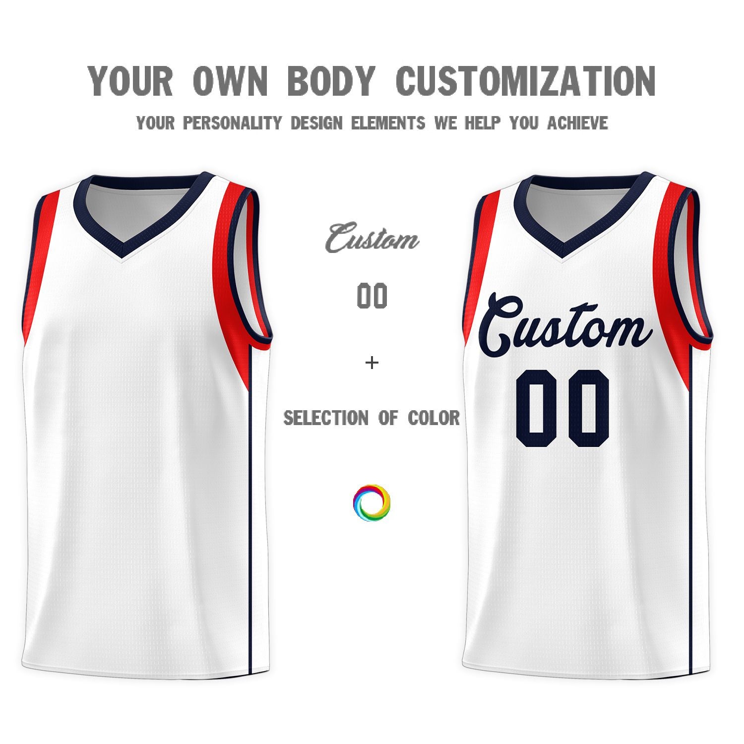 Custom White Royal Sleeve Color Blocking Classic Sports Uniform Basketball Jersey