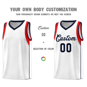 Custom White Royal Sleeve Color Blocking Classic Sports Uniform Basketball Jersey