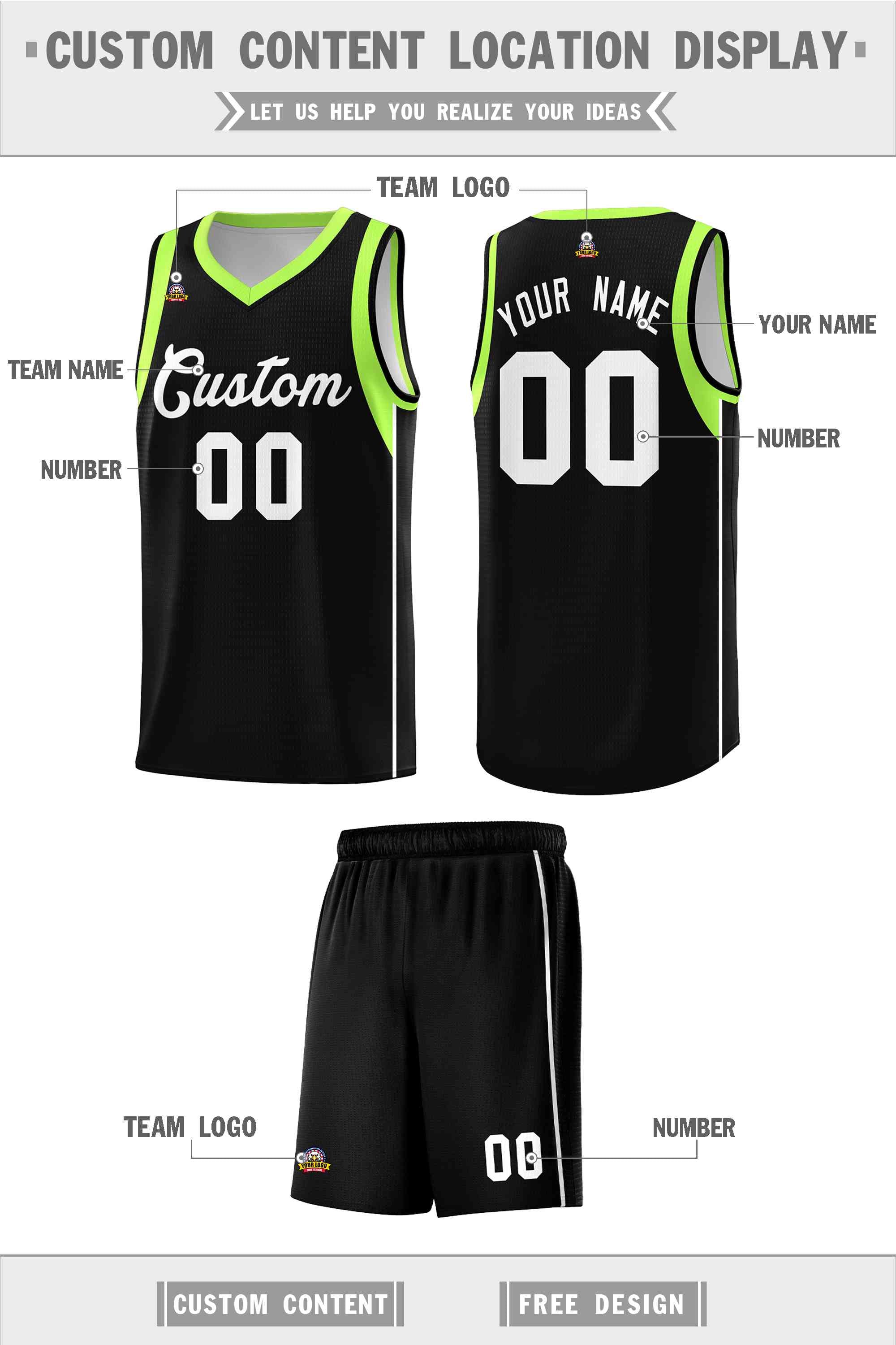 Custom Black White Sleeve Color Blocking Classic Sports Uniform Basketball Jersey