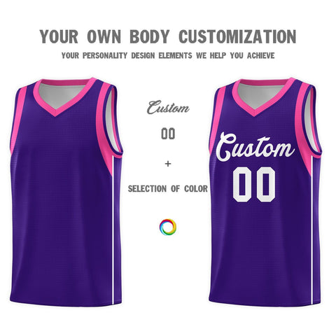 Custom Purple White Sleeve Colorblocking Classic Sports Uniform Basketball Jersey