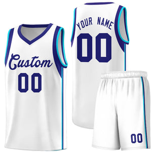 Custom White Purple Sleeve Color Blocking Classic Sports Uniform Basketball Jersey