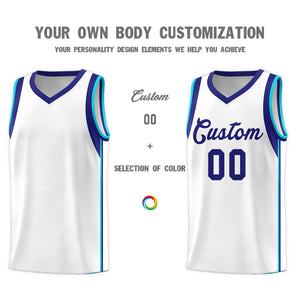 Custom White Purple Sleeve Color Blocking Classic Sports Uniform Basketball Jersey