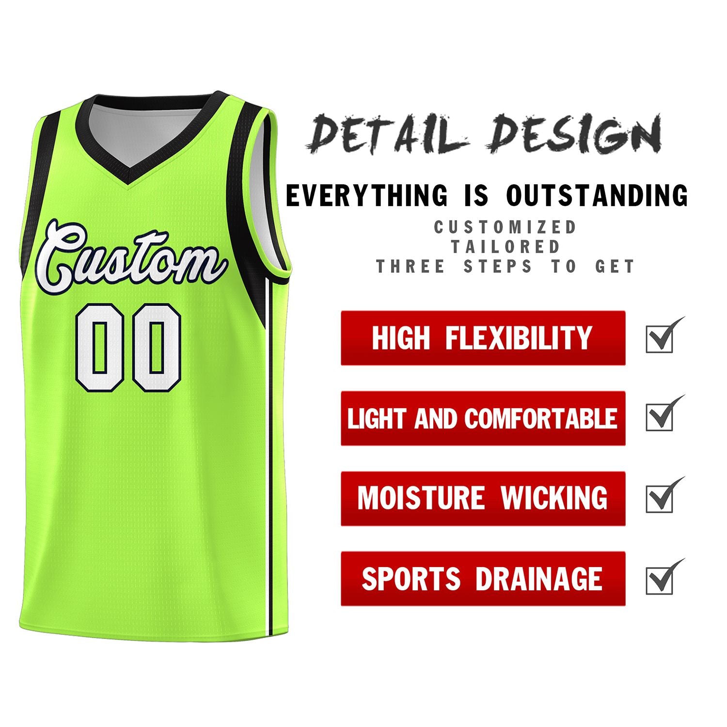 Custom Neon Green White-Black Sleeve Color Blocking Classic Sports Uniform Basketball Jersey