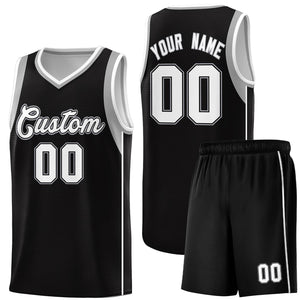 Custom Black White-Black Sleeve Color Blocking Classic Sports Uniform Basketball Jersey