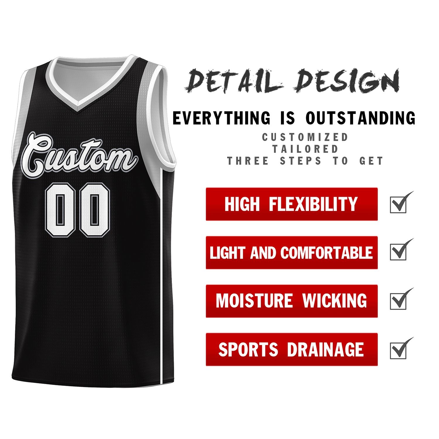 Custom Black White-Black Sleeve Color Blocking Classic Sports Uniform Basketball Jersey