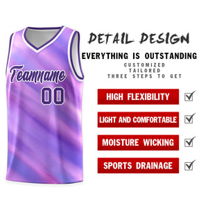 Custom Purple White Pattern Tie Dye Sports Uniform Basketball Jersey