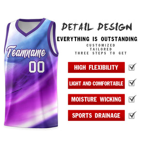 Custom Purple White Pattern Tie Dye Sports Uniform Basketball Jersey