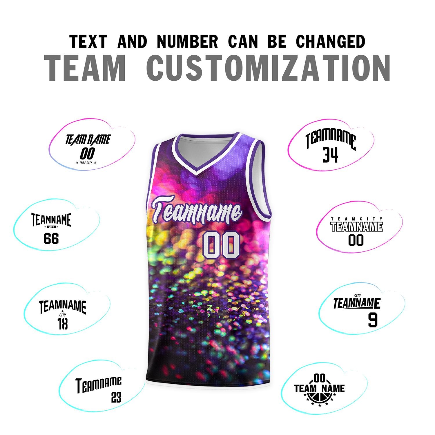 Custom Purple White Pattern Tie Dye Sports Uniform Basketball Jersey