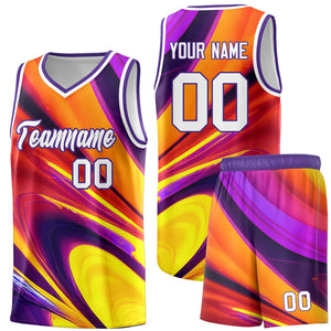 Custom Purple White Pattern Tie Dye Sports Uniform Basketball Jersey