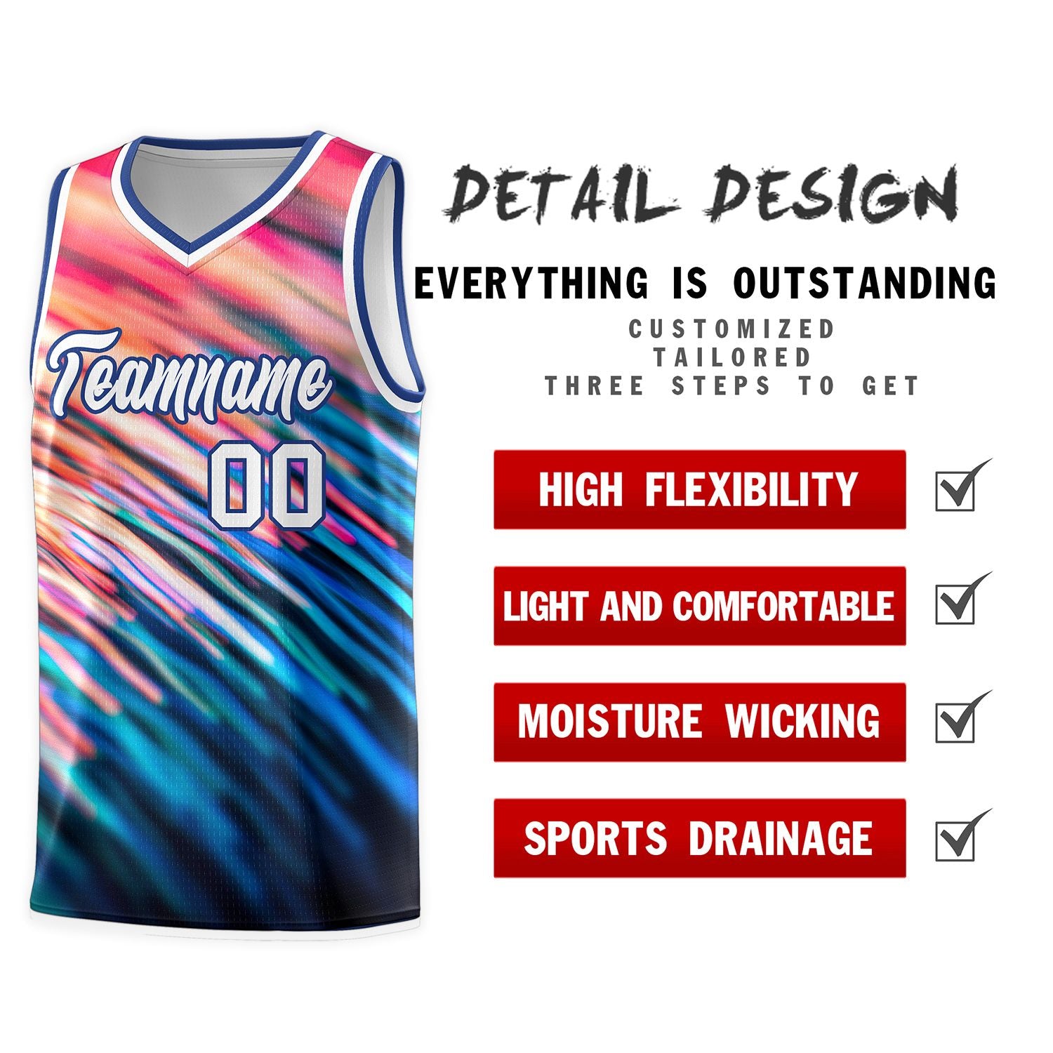 Custom Royal White Pattern Tie Dye Sports Uniform Basketball Jersey