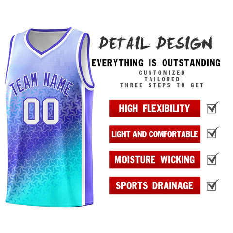 Custom Light Purple Sky Blue Gradient Design Irregular Shapes Pattern Sports Uniform Basketball Jersey
