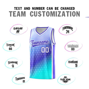 Custom Light Purple Sky Blue Gradient Design Irregular Shapes Pattern Sports Uniform Basketball Jersey