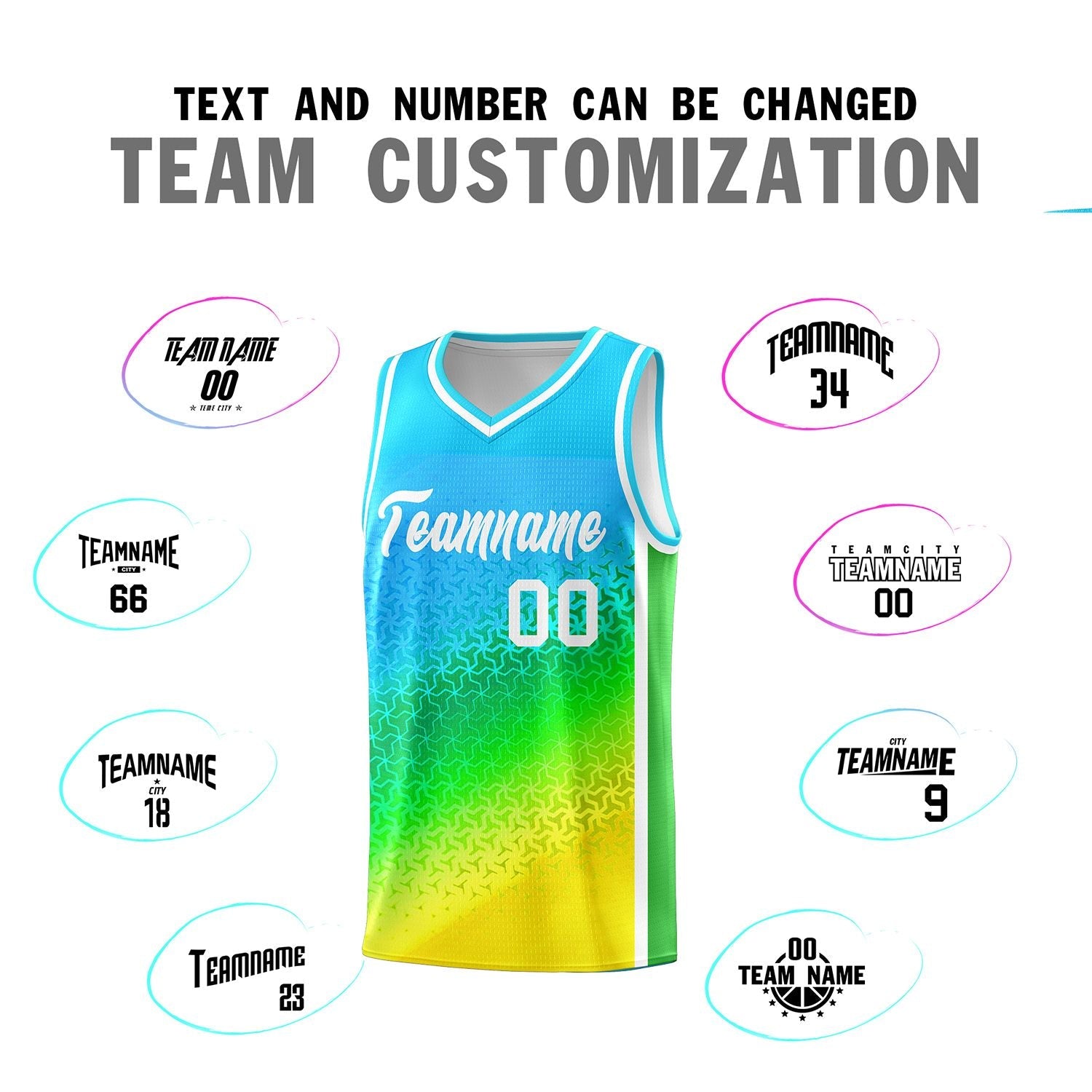 Custom Sky Blue Light Purple-Gold Gradient Design Irregular Shapes Pattern Sports Uniform Basketball Jersey