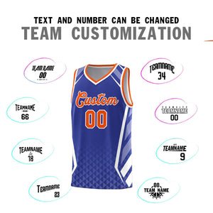 Custom Royal Orange Diamond Pattern Side Slash Sports Uniform Basketball Jersey