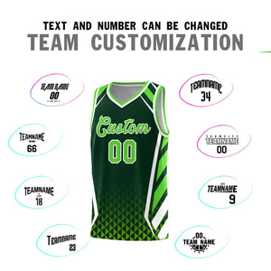 Custom Green Neon Green Diamond Pattern Side Slash Sports Uniform Basketball Jersey