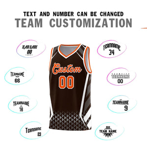 Custom Brown Orange Diamond Pattern Side Slash Sports Uniform Basketball Jersey