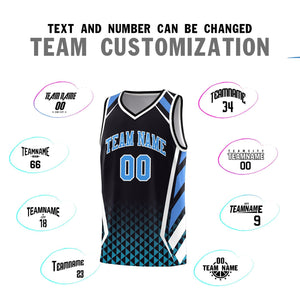 Custom Black Powder Blue Diamond Pattern Side Slash Sports Uniform Basketball Jersey