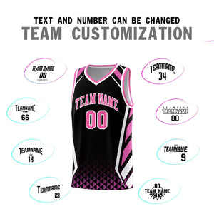 Custom Black Pink Diamond Pattern Side Slash Sports Uniform Basketball Jersey