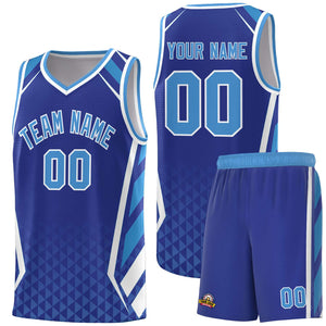 Custom Royal Powder Blue Diamond Pattern Side Slash Sports Uniform Basketball Jersey