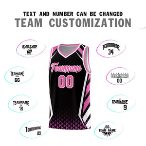 Custom Black Pink Diamond Pattern Side Slash Sports Uniform Basketball Jersey