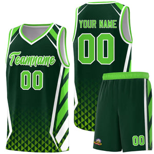 Custom Green Neon Green Diamond Pattern Side Slash Sports Uniform Basketball Jersey