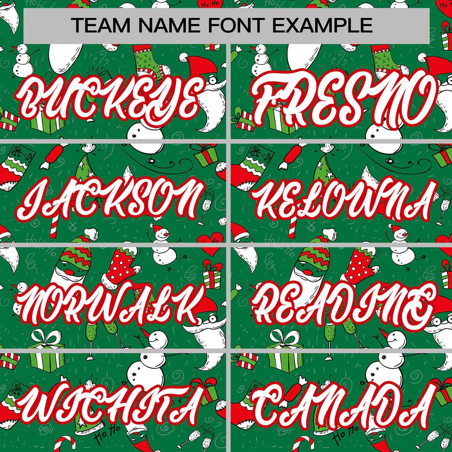 Custom Green White-Red Christmas Graffiti Pattern Authentic Baseball Jersey